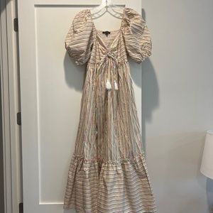 Striped puff sleeve dress